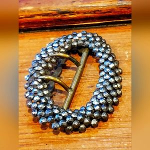 Victorian 1800's Steel Cut Marchasite Buckle Sash Belt Antique Clip